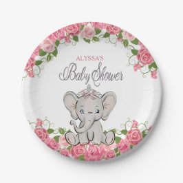 Roze Prinses Olifant Tiara Meisje Baby Shower Papieren Bordje