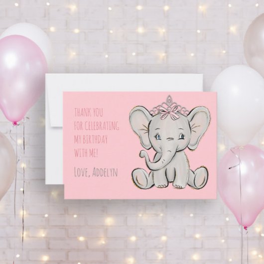 Roze Prinses Olifant Verjaardag Bedankt