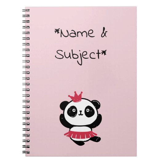 Roze Prinses Panda Notitieboek (Voorkant)