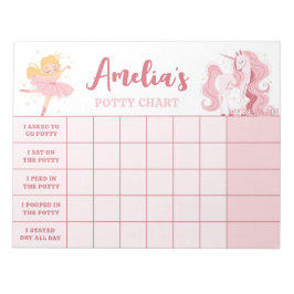Roze prinses Potty Chart Gepersonaliseerde Naam Ta Notitieblok