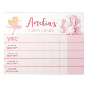 Roze prinses Potty Chart Gepersonaliseerde Naam Ta Notitieblok