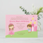 Roze prinses & prins Birthday-uitnodigingen Kaart (Staand voorkant)