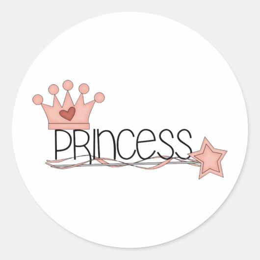 Roze Prinses · Prinses Wordart Ronde Sticker (Voorkant)