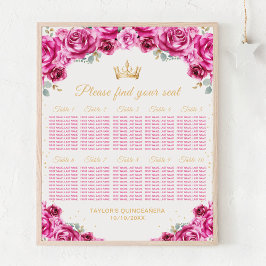 Roze Prinses Quinceañera 10 Tafel Zitplaatsen Graf Poster