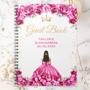Roze prinses Quinceañera gastboek Notitieboek