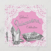 Roze Prinses Quinceanera Kaart (Voorkant / Achterkant)