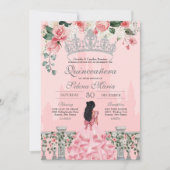 Roze Prinses Quinceañera Kaart (Voorkant)