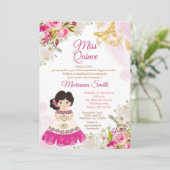Roze Prinses Quinceanera Vlinder Kaart (Staand voorkant)