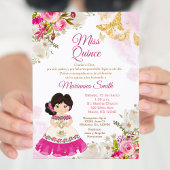Roze Prinses Quinceanera Vlinder Kaart