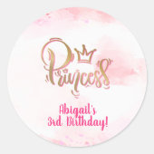  roze prinses ronde sticker (Voorkant)