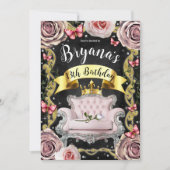 Roze prinses Rozen en Butterflies van Birthday Kaart (Voorkant)