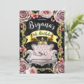 Roze prinses Rozen en Butterflies van Birthday Kaart (Staand voorkant)