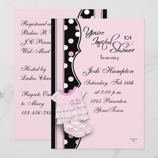 Roze prinses Shoes Kaart (Voorkant / Achterkant)