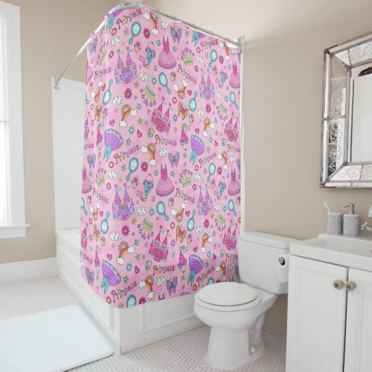 Roze prinses Shower Curtain Douchegordijn (In situ)