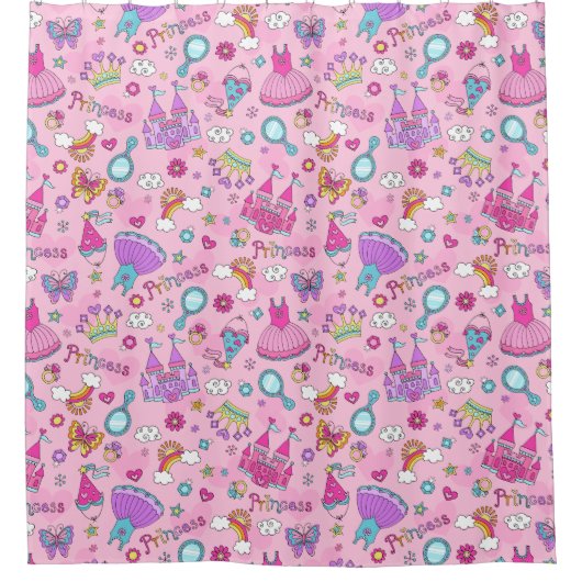 Roze prinses Shower Curtain Douchegordijn (Voorkant)