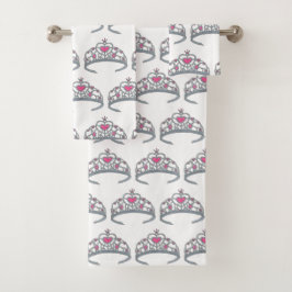  roze prinses Silver Tiara Crown Bad Handdoek
