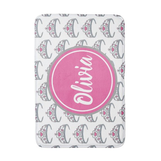  roze prinses Silver Tiara Crown Badmat (Voorkant Verticaal)