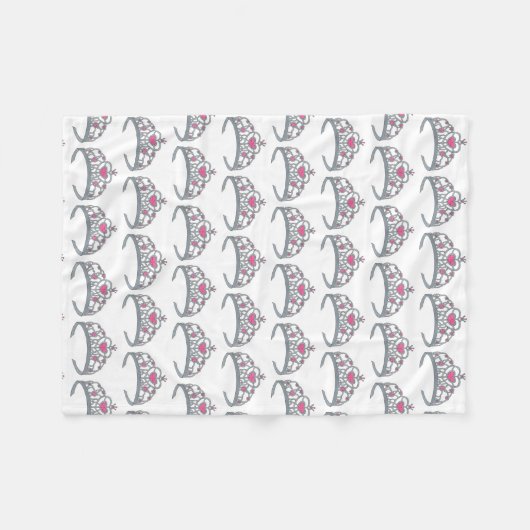  roze prinses Silver Tiara Crown Fleece Deken (Voorkant (Horizontaal))