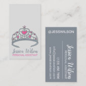  roze prinses Silver Tiara Crown Visitekaartje (Voorkant / Achterkant)