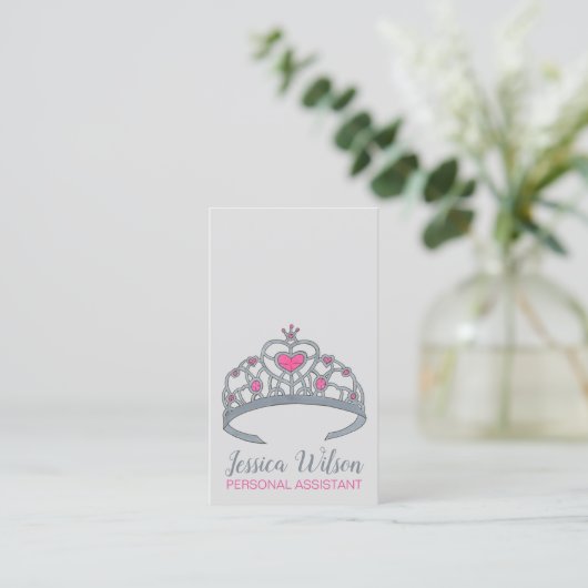  roze prinses Silver Tiara Crown Visitekaartje (Staand voorkant)