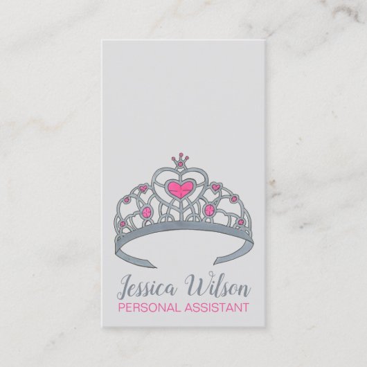  roze prinses Silver Tiara Crown Visitekaartje (Voorkant)