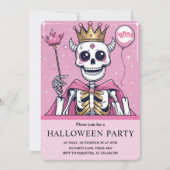 Roze prinses Skeleton Halloween Party Feestdagenkaart (Voorkant)