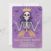 Roze prinses Skeleton Halloween Party Feestdagenkaart (Voorkant)