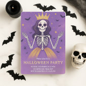 Roze prinses Skeleton Halloween Party Feestdagenkaart