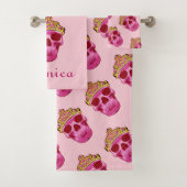 Roze prinses Skull Skeleton Bad Handdoek (Insitu)
