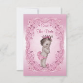 Roze  prinses sparen het Baby shower Date Save The Date (Voorkant)