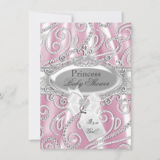 Roze prinses Sparkle Diamond Baby shower Invite Kaart (Voorkant)