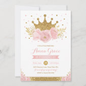 Roze Prinses Sprookjeskroon Feest Uitnodiging  (Voorkant)