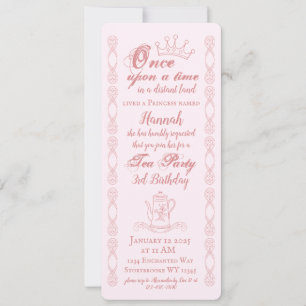Roze Prinses Tea Party Verjaardag Kaart