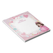 Roze prinses thema brunette gepersonaliseerde mits notitieblok (Schuin)