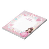 Roze prinses thema brunette gepersonaliseerde mits notitieblok (Linkerzijde)
