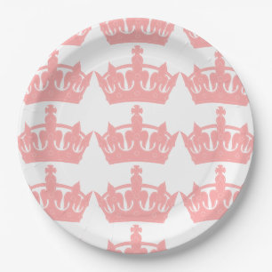 Roze prinses Thema Royal Crown Paper Borden Papieren Bordje