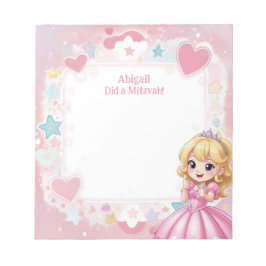 Roze prinses Theme Blonde gepersonaliseerde Mitswa Notitieblok