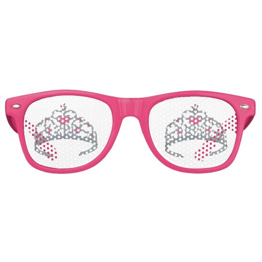 -roze prinses Tiara Birthday Party Favor Retro Zonnebril (Voorkant)