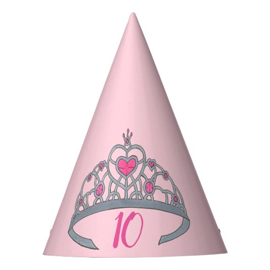 -roze prinses Tiara Birthday Party Girl Feesthoedjes (Voorkant)