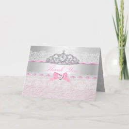 Roze Prinses Tiara & Kanten Bedankkaart