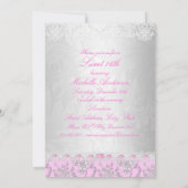 Roze prinses Tiara & Lace Sweet 16 Uitnodiging (Achterkant)