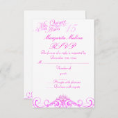 Roze Prinses Tiara Quinceanera RSVP (Voorkant / Achterkant)