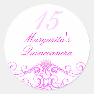 Roze Prinses Tiara Quinceanera Sticker