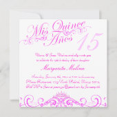 Roze Prinses Tiara Quinceanera Uitnodiging (Voorkant)