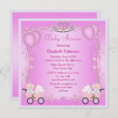 Roze prinses Twin Girls in Strollers Baby shower Kaart (Voorkant / Achterkant)