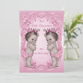 Roze  prinses Twins Baby shower Kaart (Staand voorkant)