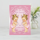 Roze prinses Twins met Pearls Baby shower Kaart (Staand voorkant)