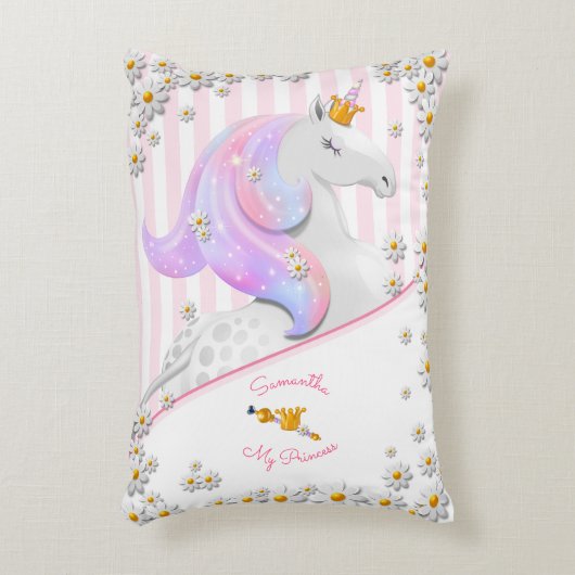 Roze prinses Unicorn Aangepaste striptekening Accent Kussen (Voorkant(Verticaal))