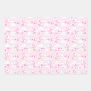 Roze prinses & Unicorns Birthday Party Wrap Inpakpapier Vel