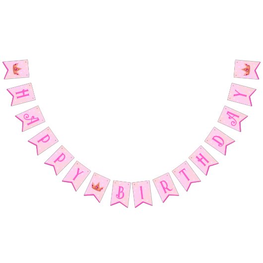 Roze Prinses Verjaardag Bunting Banner (Alle)